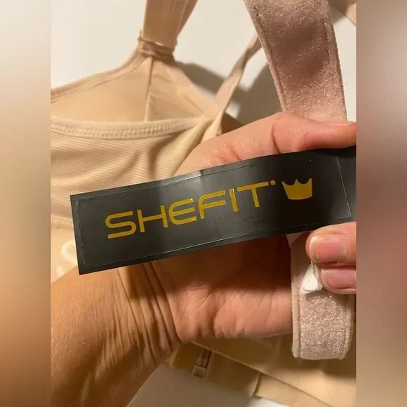 SHEFIT Ultimate Sports Bra Beige tan High Support Racerback Zip NEW
